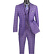Purple 3-Piece Windowpane Plaid Modern Fit Suit with Adjustable Waistband