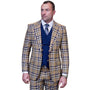 Vallario Collection: Camel 3-Piece Modern Fit Plaid Suit