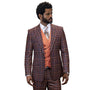 Vallario Collection: Copper 3-Piece Modern Fit Plaid Suit