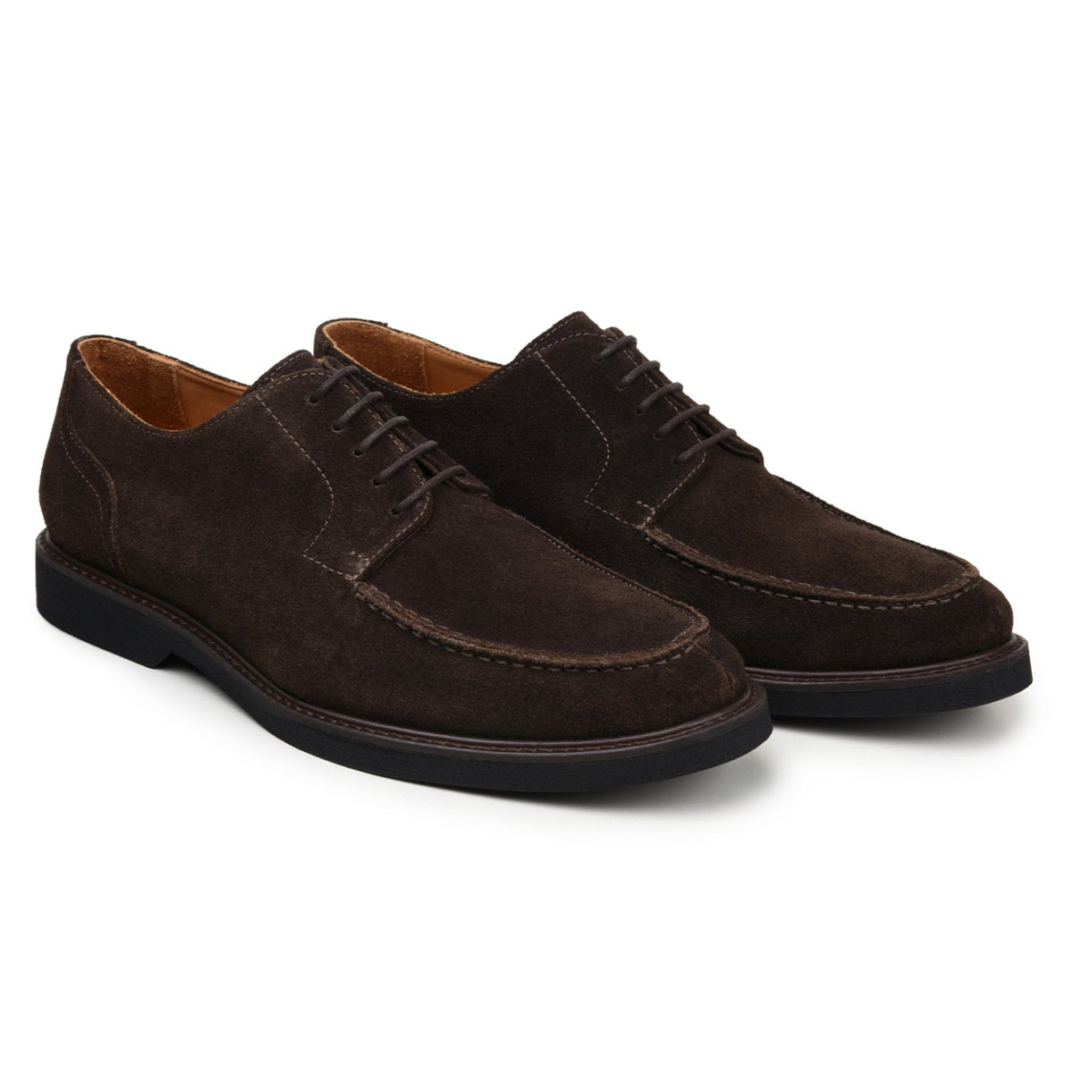 Pair of olive Italian suede Derby shoes by Belvedere