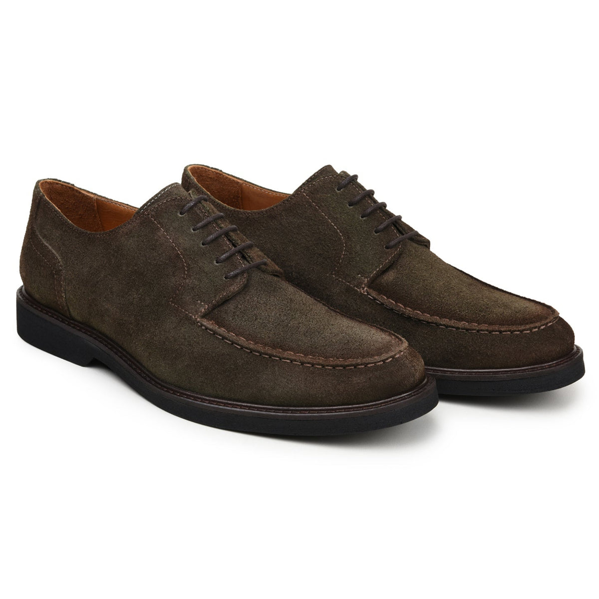 Pair of olive Italian suede Derby shoes by Belvedere