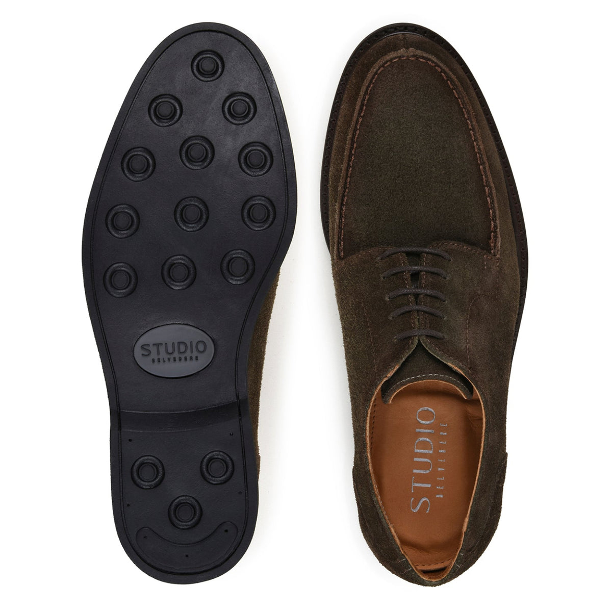 EVA rubber outsole of olive Belvedere Derby shoe