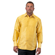 Men’s Gold Fancy Woven Long Sleeve Dress Shirt