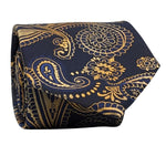 Men's Gold and Navy Floral Silk Tie