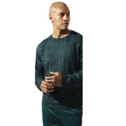 Men's Green Stacy Adams Cable Knit Crewneck Sweater
