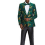 Intricate Collection: Men's Slim Fit Paisley Blazer in Green & Gold