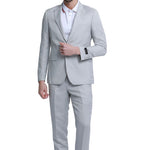 Couturious Collection: 2-Piece Slim Fit Solid Suit For Men In Grey