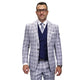 Vega Collection: Grey 3-Piece Plaid Modern Fit Suit