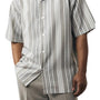 Modern Stripe Collection: Grey Vertical Striped Shirt With Matching Pants
