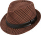 Beehive Collection: Brown Argyle Snap Stingy Brim Fedora Hat