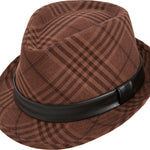 Beehive Collection: Brown Argyle Snap Stingy Brim Fedora Hat