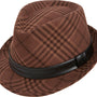 Beehive Collection: Brown Argyle Snap Stingy Brim Fedora Hat