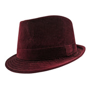 Burgundy Corduroy Stingy Brim Fedora Hat