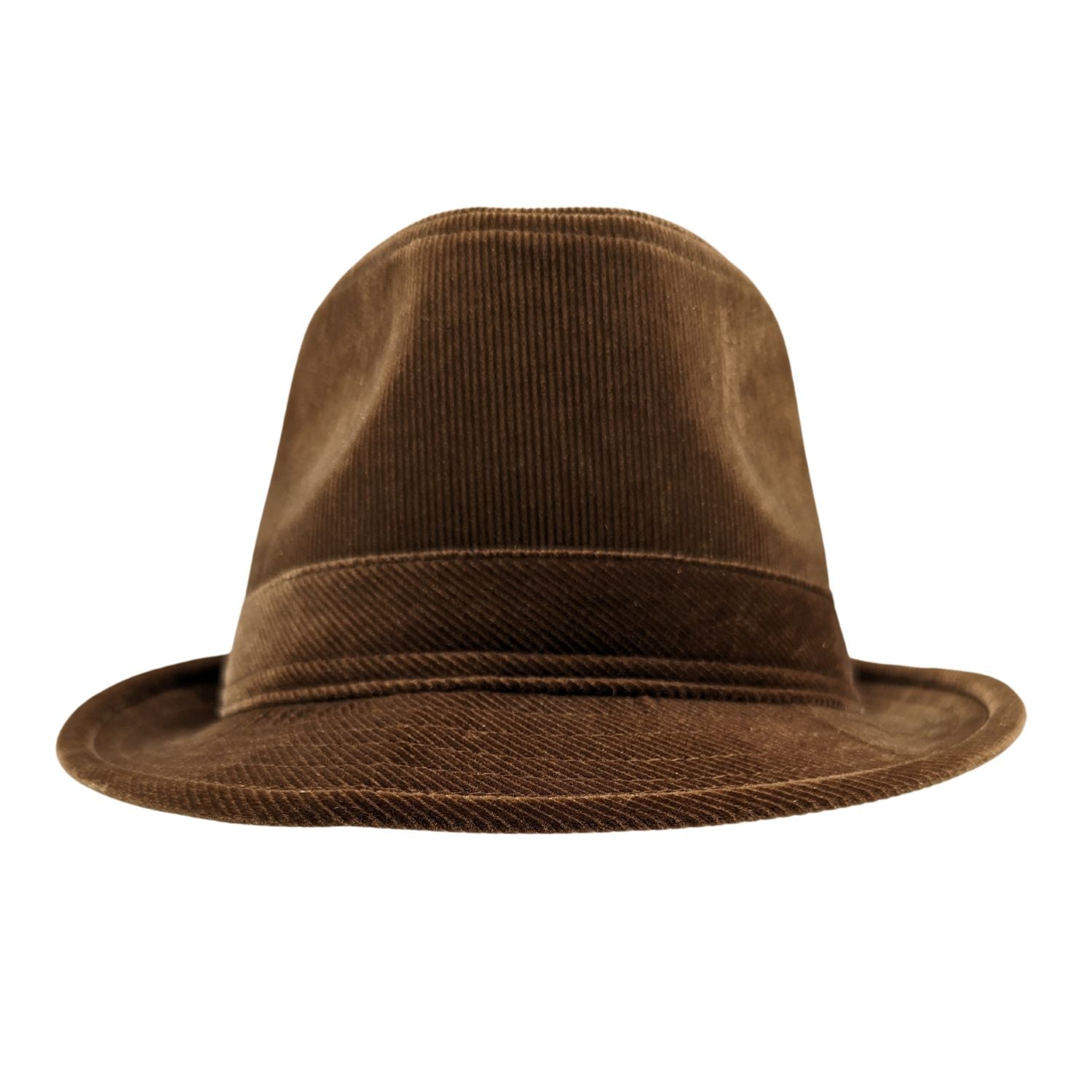 Lightweight unlined khaki fedora hat with structured crown