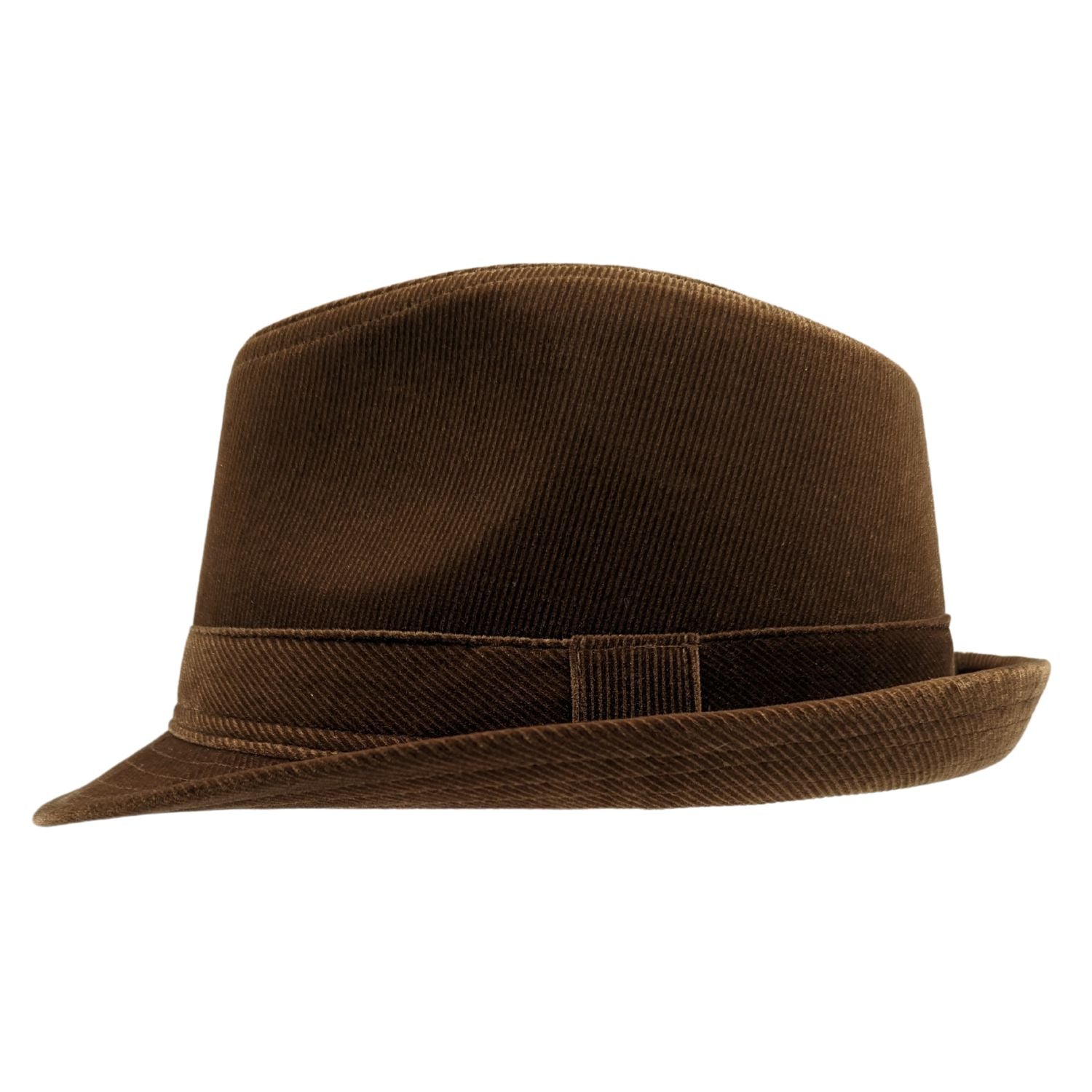 Close-up corduroy texture khaki fedora hat