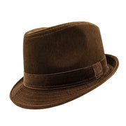 Khaki Corduroy Stingy Brim Fedora Hat