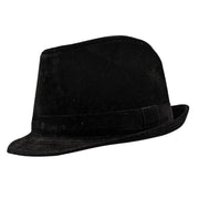 Black Corduroy Stingy Brim Fedora Hat