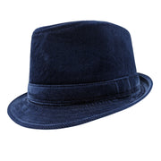 Cobalt Corduroy Stingy Brim Fedora Hat