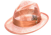 Brandy Sinamay Pinch Front Fedora - Vintage Montique Lightweight Dress Hat