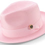 Aurorify Collection: Pink Braided Wide Brim Pinch Fedora Matching Grosgrain Ribbon Hat