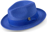 Royal Braided Wide Brim Pinch Crown Fedora Hat with Matching Grosgrain Ribbon