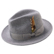 Grey Lightfelt 2 1/2" Wide Brim Wool Felt Pinch Crown Fedora Hat by Montique
