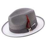 Dionysia Collection: Montique Men’s Grey and White Two-Tone Fedora Hat