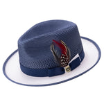Dionysia Collection: Montique Men’s Navy and White Two-Tone Fedora Hat