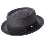 Protostar Collection: Montique Men’s Solid Black Straw Pork Pie Hat