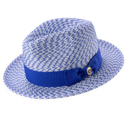 Royal White Woven Patterned Fedora Hat with Grosgrain Band
