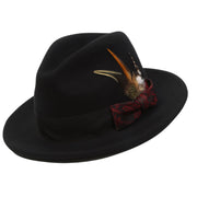 Black and Red Wide Brim Wool Felt Fedora Hat by Montique