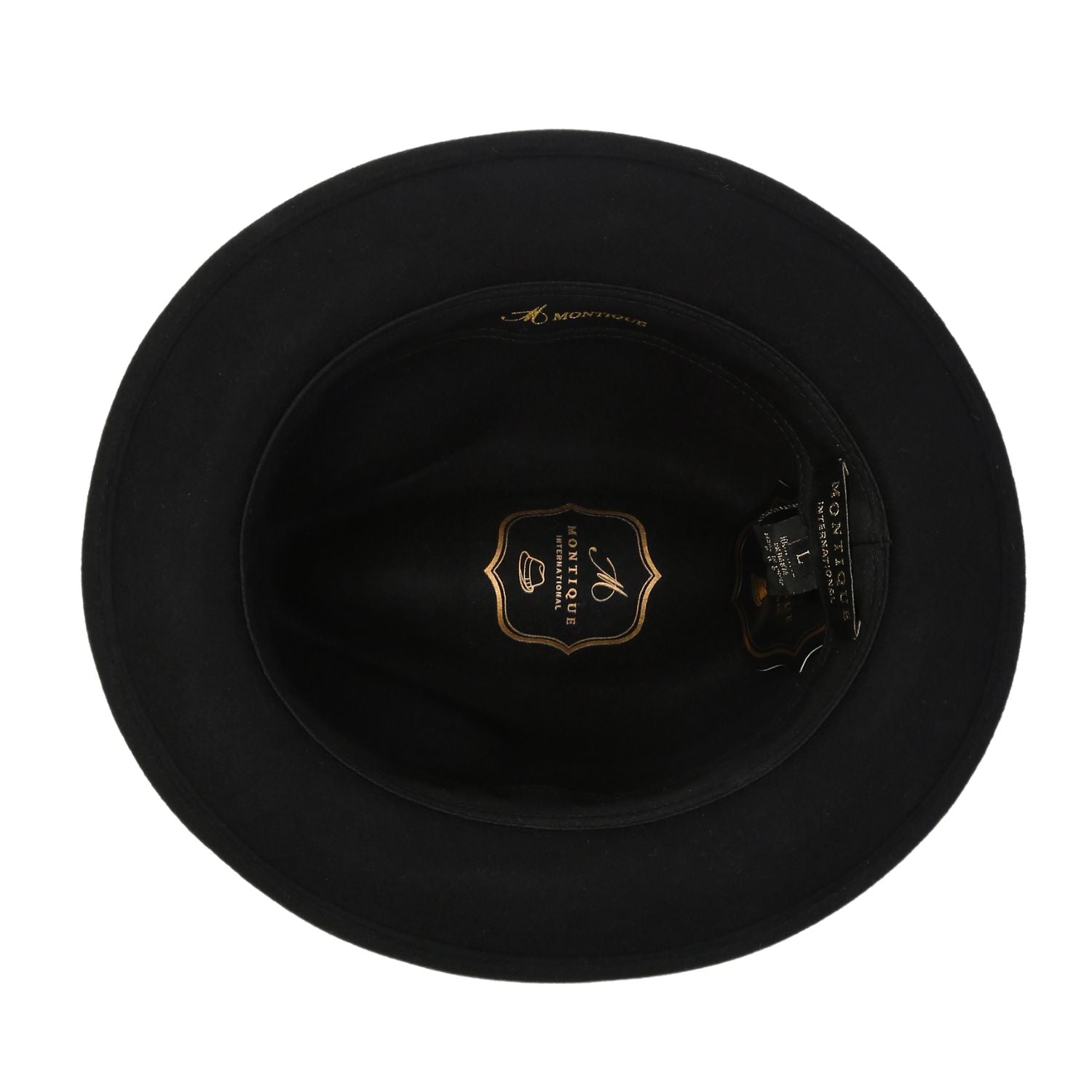 interior sweatband black wool fedora