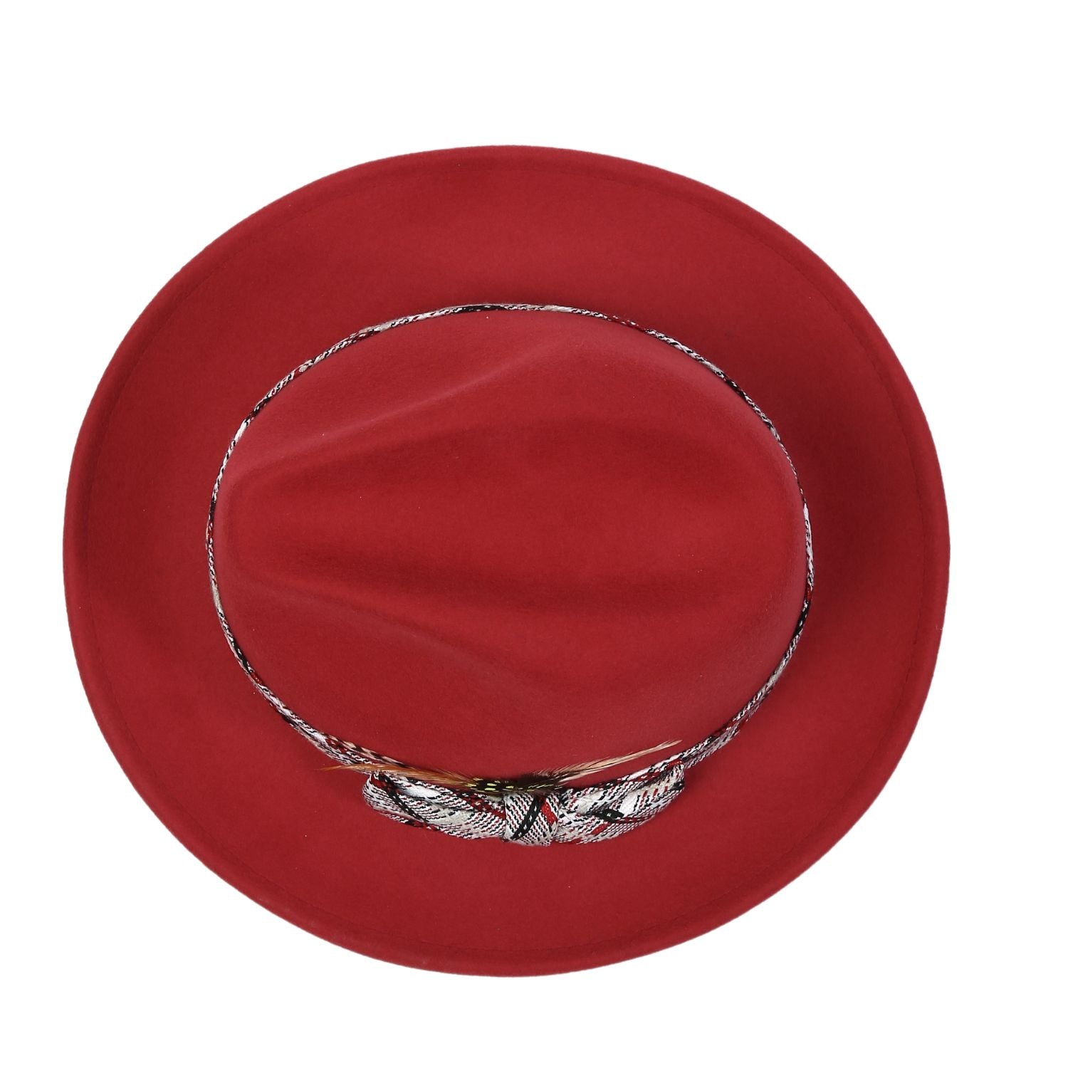 top view burgundy wide brim hat