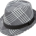 Beehive Collection: Grey Argyle Snap Stingy Brim Fedora Hat