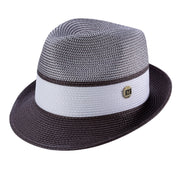 Plum Two-Tone Braided Pinch Fedora Hat with Contrast Brim