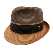 Mocha Brown Two-Tone Braided Pinch Fedora Hat with Contrast Brim