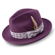 Plum 2 1/2 Inch Wool Felt Fedora Hat with Ribbon by Montique