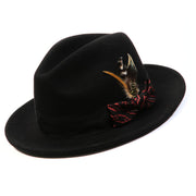 Black and Rust Wide Brim Wool Felt Fedora Hat by Montique