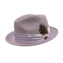 Glossaric Collection: Lavender Solid Color Pinch Braided Fedora With Matching Satin Ribbon Hat