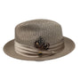 Glossaric Collection: Montique Sage Solid Color Pinch Mesh Braided Fedora With Matching Satin Ribbon Hat
