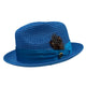 Glossaric Collection: Montique Aqua Solid Color Pinch Mesh Braided Fedora With Matching Satin Ribbon Hat
