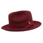 Aurorify Collection: Cranberry Braided Wide Brim Pinch Fedora Matching Grosgrain Ribbon Hat