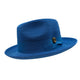 Cobalt Braided Wide Brim Pinch Crown Fedora Hat with Matching Grosgrain Ribbon