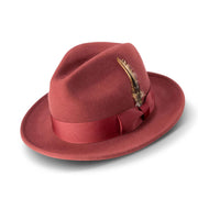 Brick Lightfelt 2 1/2" Wide Brim Wool Felt Pinch Crown Fedora Hat by Montique