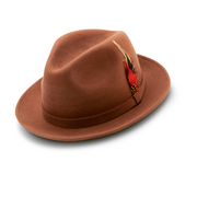 Cognac Wool Felt Dress Hat with Small Band by Montique