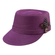 Dusty Rose Braided Legionnaire Hat with Feather Accent