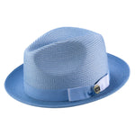 Rubique Collection: Men's Braided Two Tone Stingy Brim Pinch Fedora Hat in Carolina