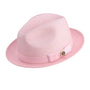 Rubique Collection: Men's Braided Two Tone Stingy Brim Pinch Fedora Hat in Pink