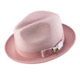 Rubique Collection: Montique Men's Braided Two Tone Stingy Brim Pinch Fedora Hat in Rose