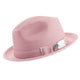 Pink and White Braided Stingy Brim Fedora Hat by Montique